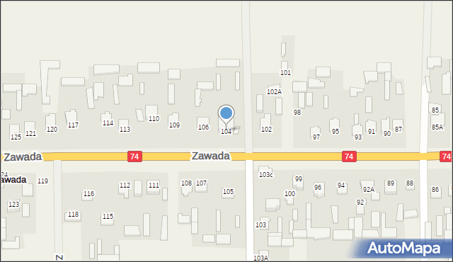 Zawada, Zawada, 104, mapa Zawada
