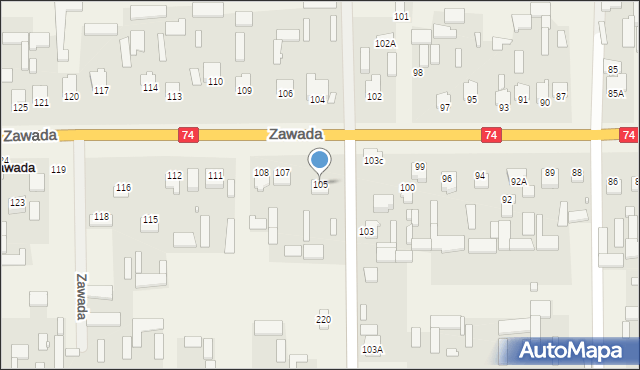 Zawada, Zawada, 105, mapa Zawada