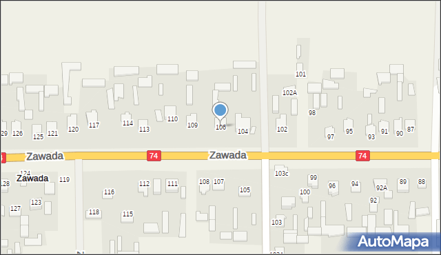 Zawada, Zawada, 106, mapa Zawada