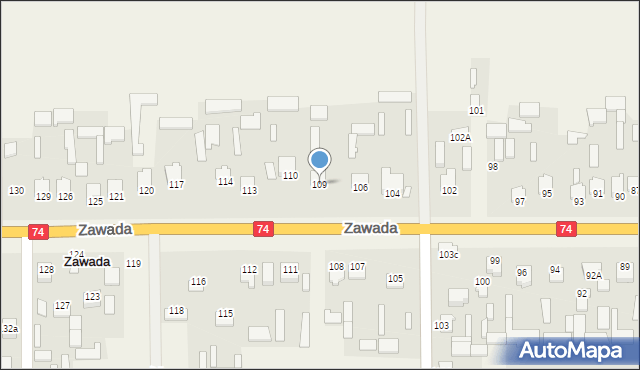 Zawada, Zawada, 109, mapa Zawada
