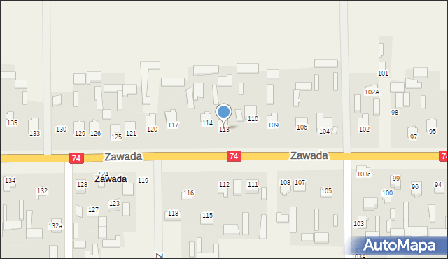 Zawada, Zawada, 113, mapa Zawada