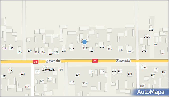 Zawada, Zawada, 114, mapa Zawada