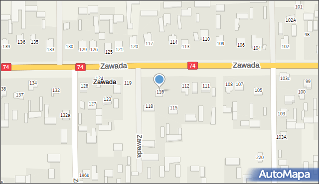 Zawada, Zawada, 116, mapa Zawada