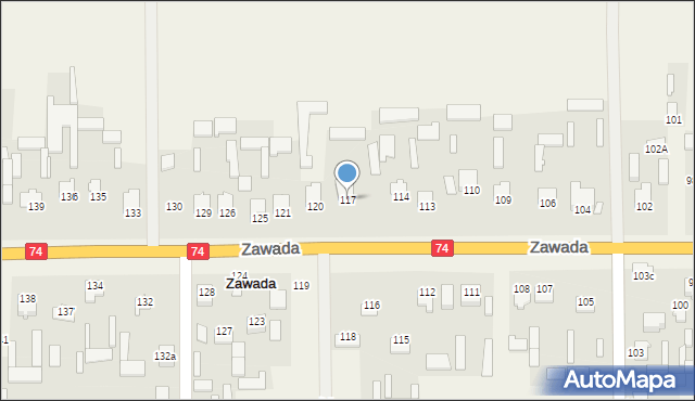 Zawada, Zawada, 117, mapa Zawada