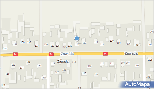 Zawada, Zawada, 120, mapa Zawada