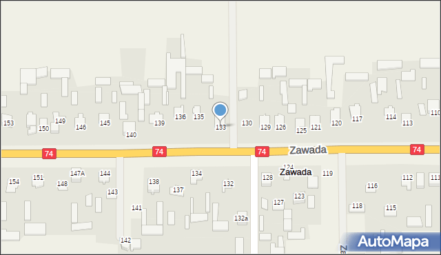 Zawada, Zawada, 133, mapa Zawada