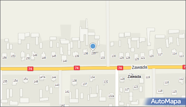 Zawada, Zawada, 135, mapa Zawada