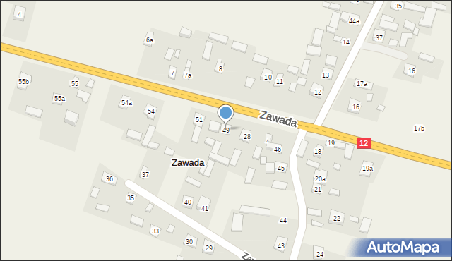 Zawada, Zawada, 49, mapa Zawada