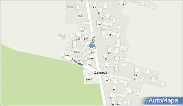 Zawada, Zawada, 102A, mapa Zawada