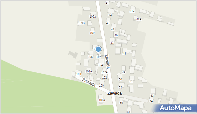 Zawada, Zawada, 107, mapa Zawada