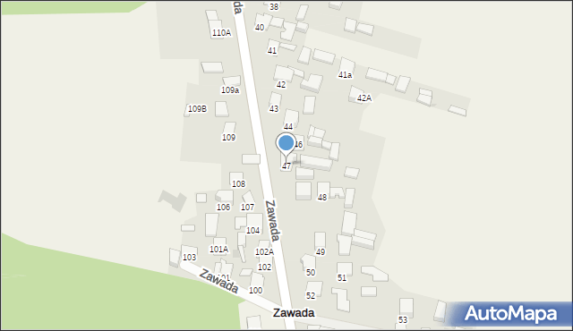 Zawada, Zawada, 47, mapa Zawada