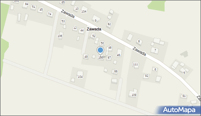 Zawada, Zawada, 100, mapa Zawada