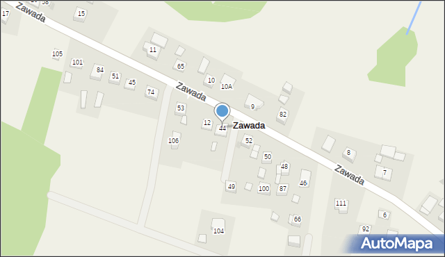Zawada, Zawada, 44, mapa Zawada