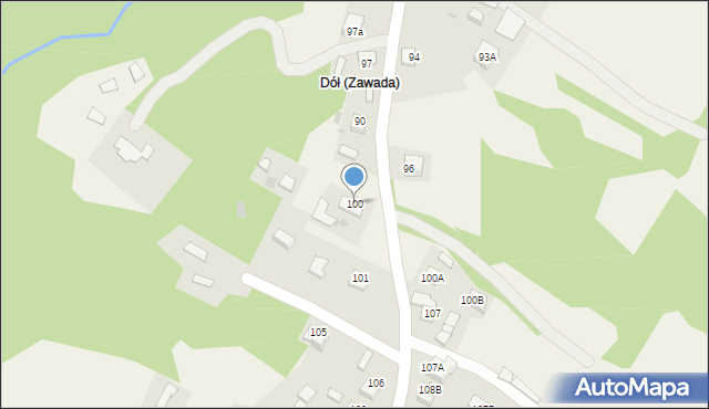 Zawada, Zawada, 100, mapa Zawada