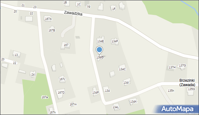 Zawada, Zawada, 134G, mapa Zawada