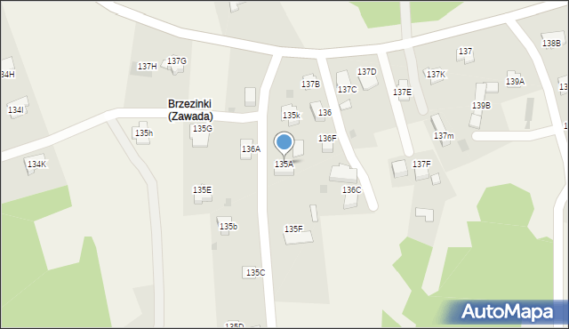 Zawada, Zawada, 135A, mapa Zawada