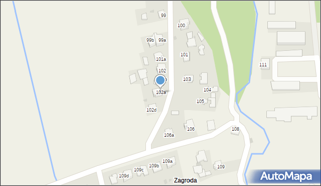 Zawada, Zawada, 102a, mapa Zawada