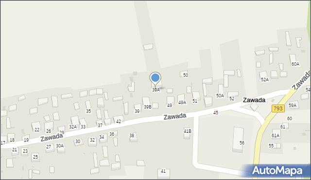 Zawada, Zawada, 39A, mapa Zawada