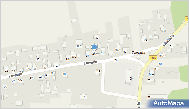 Zawada, Zawada, 49A, mapa Zawada