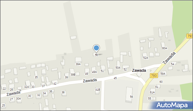Zawada, Zawada, 50, mapa Zawada