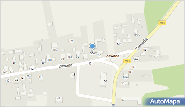 Zawada, Zawada, 50A, mapa Zawada