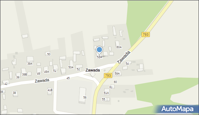 Zawada, Zawada, 52A, mapa Zawada