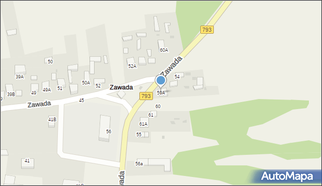 Zawada, Zawada, 59A, mapa Zawada