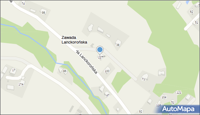 Zawada Lanckorońska, Zawada Lanckorońska, 117, mapa Zawada Lanckorońska