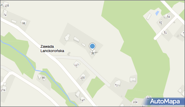 Zawada Lanckorońska, Zawada Lanckorońska, 38, mapa Zawada Lanckorońska