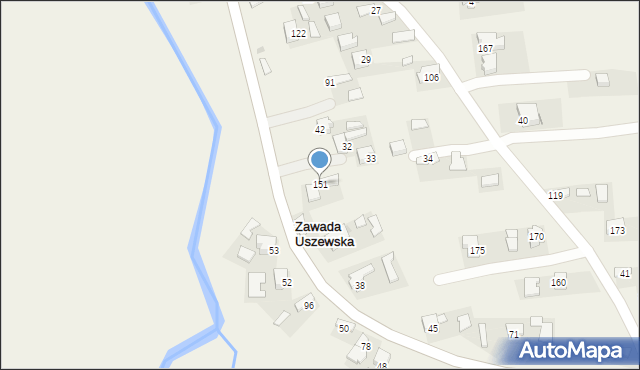 Zawada Uszewska, Zawada Uszewska, 151, mapa Zawada Uszewska