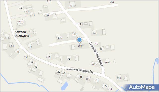 Zawada Uszewska, Zawada Uszewska, 160, mapa Zawada Uszewska