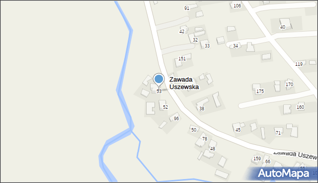 Zawada Uszewska, Zawada Uszewska, 53, mapa Zawada Uszewska