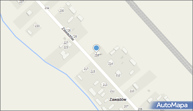 Zawadów, Zawadów, 216, mapa Zawadów