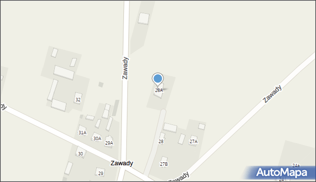 Zawady, Zawady, 28A, mapa Zawady