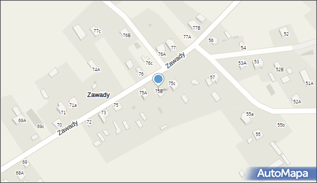 Zawady, Zawady, 75B, mapa Zawady