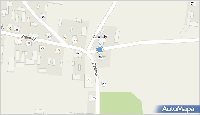 Zawady, Zawady, 59, mapa Zawady