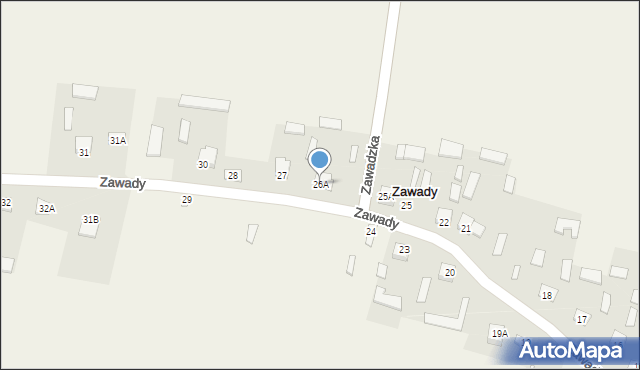 Zawady, Zawady, 26A, mapa Zawady