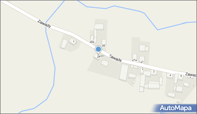 Zawady, Zawady, 1A, mapa Zawady