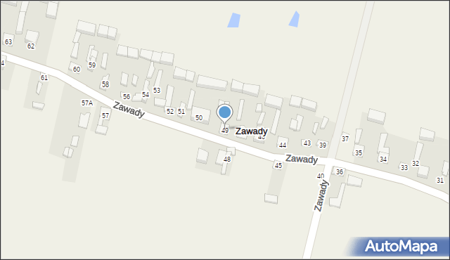 Zawady, Zawady, 49, mapa Zawady