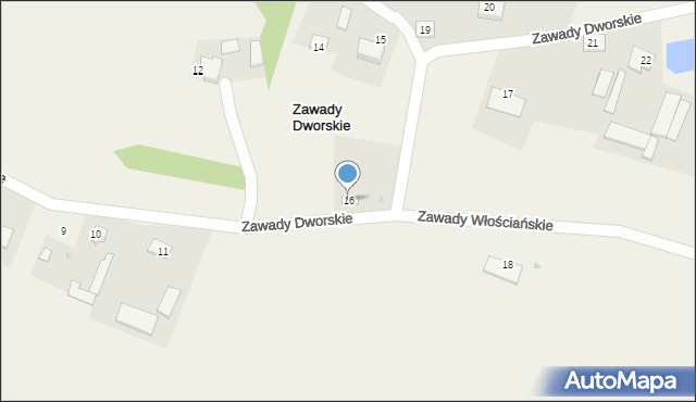 Zawady Dworskie, Zawady Dworskie, 16, mapa Zawady Dworskie