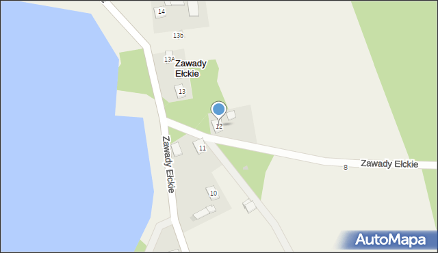 Zawady Ełckie, Zawady Ełckie, 12, mapa Zawady Ełckie