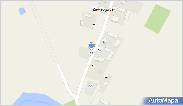 Zawieprzyce, Zawieprzyce, 55, mapa Zawieprzyce