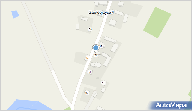 Zawieprzyce, Zawieprzyce, 56, mapa Zawieprzyce