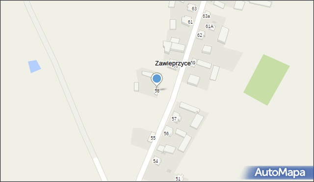 Zawieprzyce, Zawieprzyce, 58, mapa Zawieprzyce