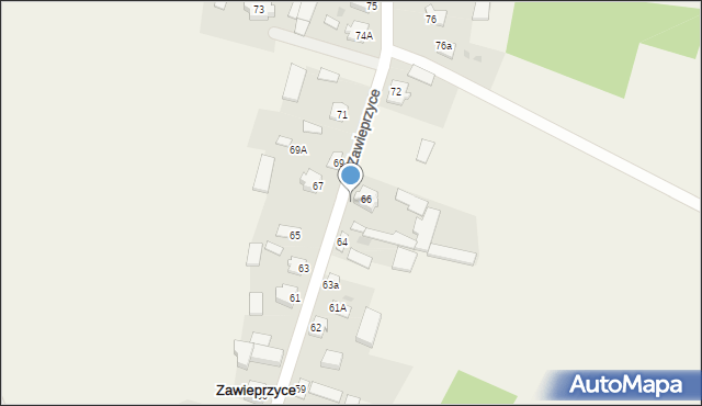 Zawieprzyce, Zawieprzyce, 66A, mapa Zawieprzyce