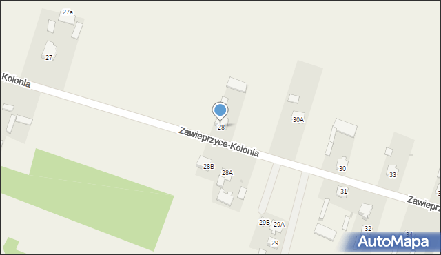 Zawieprzyce-Kolonia, Zawieprzyce-Kolonia, 28, mapa Zawieprzyce-Kolonia