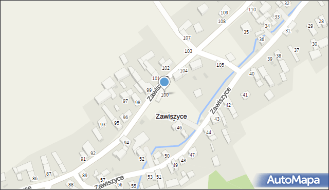 Zawiszyce, Zawiszyce, 100, mapa Zawiszyce