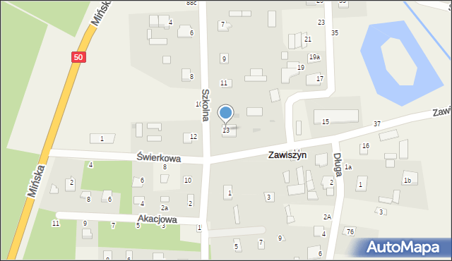 Zawiszyn, Zawiszy Mikołaja, 13, mapa Zawiszyn