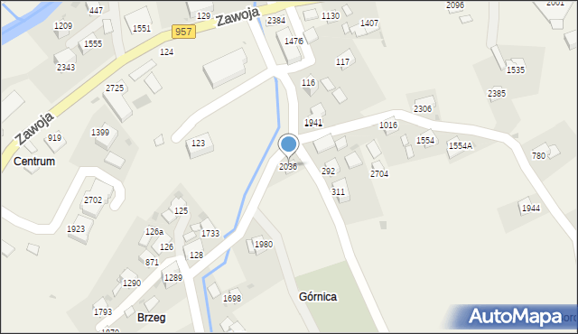 Zawoja, Zawoja, 2036, mapa Zawoja