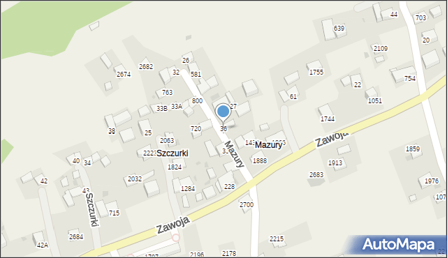 Zawoja, Zawoja, 36, mapa Zawoja